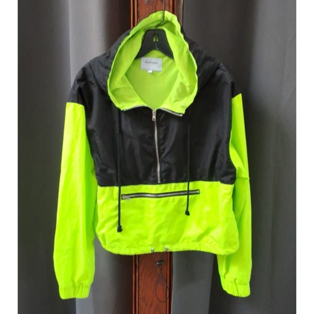 Revamped Windbreaker Hooded Neon Womens Large